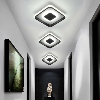 Dual-Square LED Black Modern Flush Mount Light