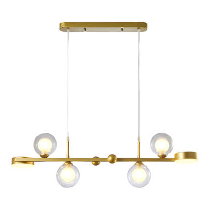 Dimmable Glass Ball LED Long Dining Chandelier