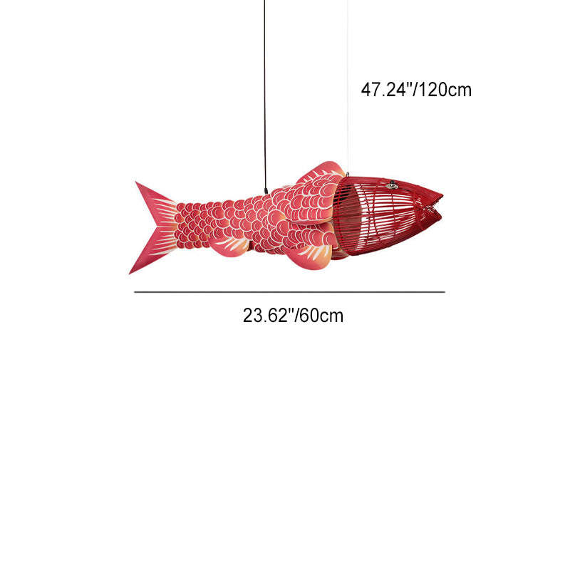 Chinese Koi Fish Iron Fabric Chandelier