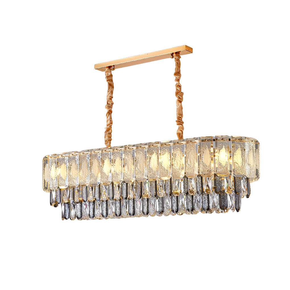 Round 3-Step Dimming LED Crystal Strip Postmodern Chandelier
