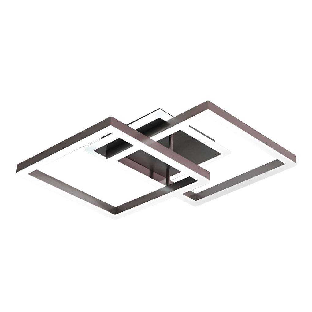 Square Overlapping LED Aluminum Brown Modern Ceiling Light