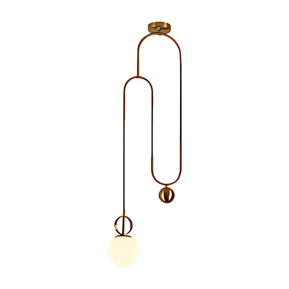 Gold Hanging Opal Glass Globe Pendant