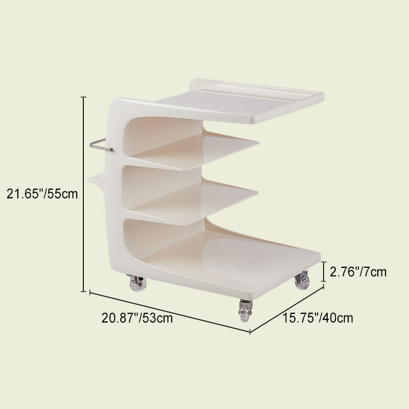 Minimalist Acrylic 4-Tier Wheeled End Table — Black