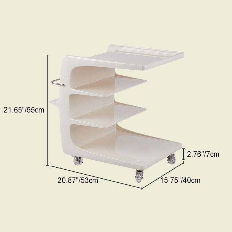 Minimalist Acrylic 4-Tier Wheeled End Table — Black