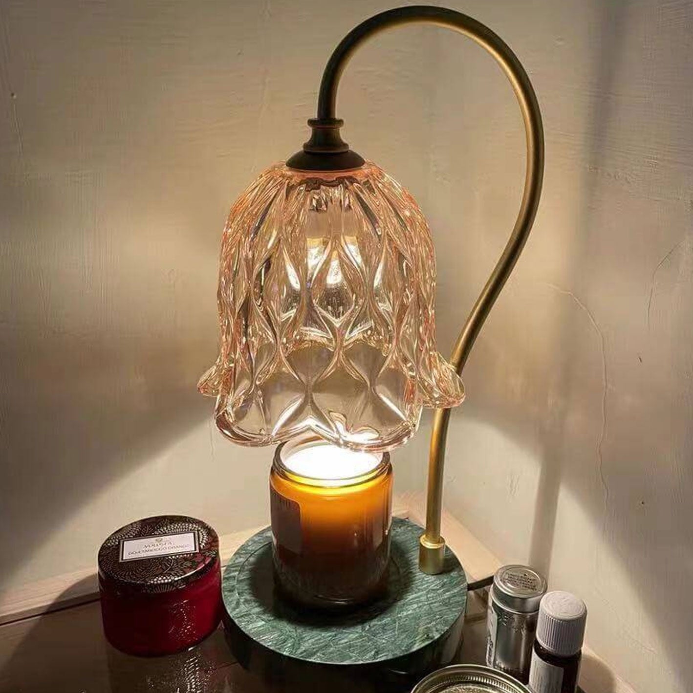 Modern Suzutan Glass Marble Melting Wax Lamp