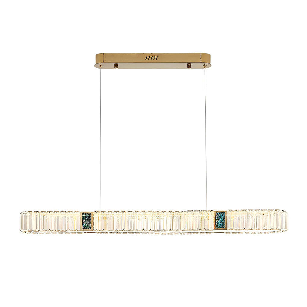 Rectangular Strip Stepless Dimming Crystal Dining Chandelier