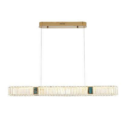 Rectangular Strip Stepless Dimming Crystal Dining Chandelier