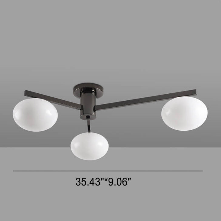 Nordic Glass Iron Ball 3/4/5-Light Semi-Flush Ceiling Light — 5 / 220V-240V For UK/AU / Black