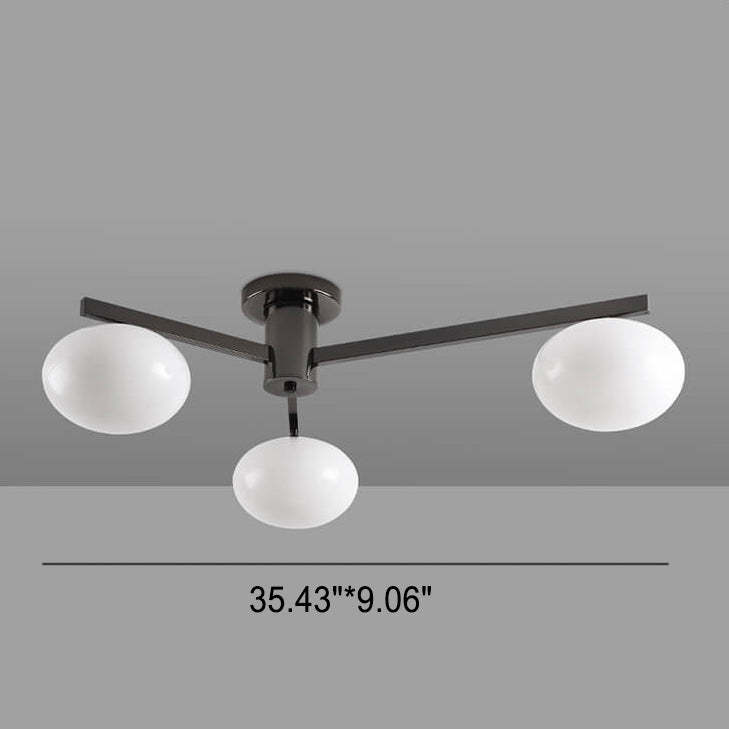 Nordic Glass Iron Ball 3/4/5-Light Semi-Flush Ceiling Light — 5 / 220V-240V For UK/AU / Black