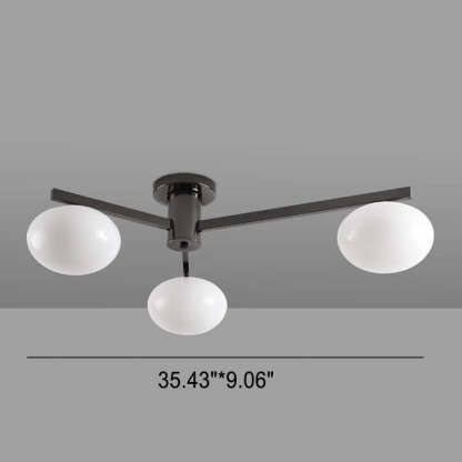 Nordic Glass Iron Ball 3/4/5-Light Semi-Flush Ceiling Light — 5 / 220V-240V For UK/AU / Black