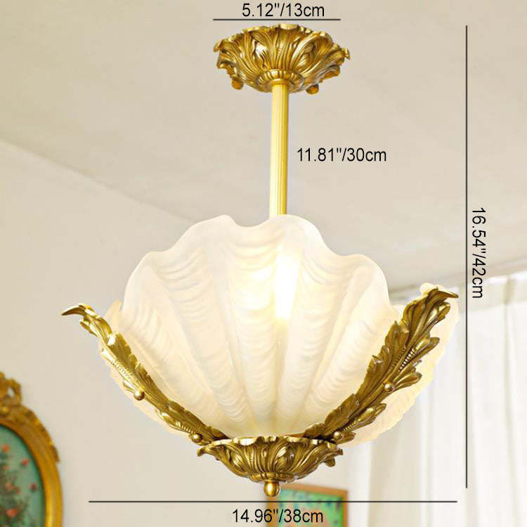 Modern Art Deco Shell Brass Chandelier