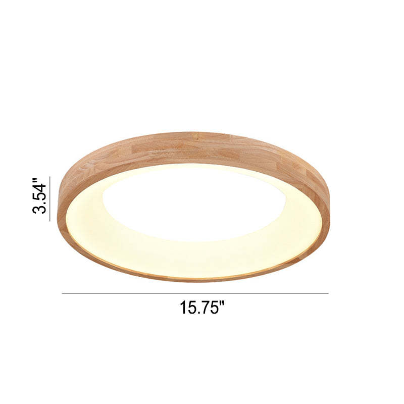 Nordic Minimalist Wood Round LED Flush Mount Light