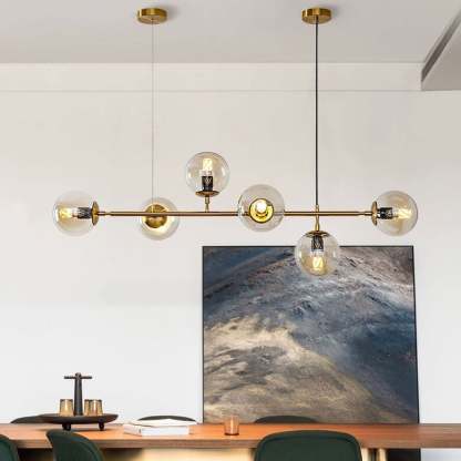 Minimalist Long Glass Globe Island Chandelier