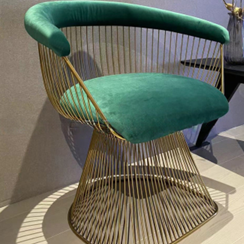 Modern Hollow Oval Fabric Steel Accent Chair