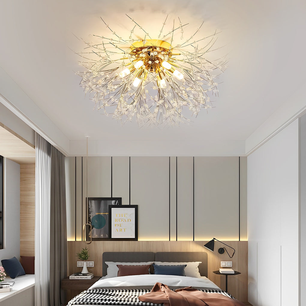 Metal Crystal LED Traditional Flush Mount