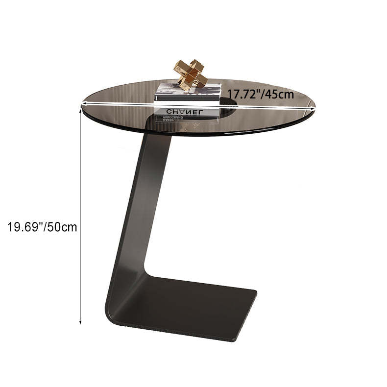 Minimalist Glass Top L-Shape Steel Coffee Table