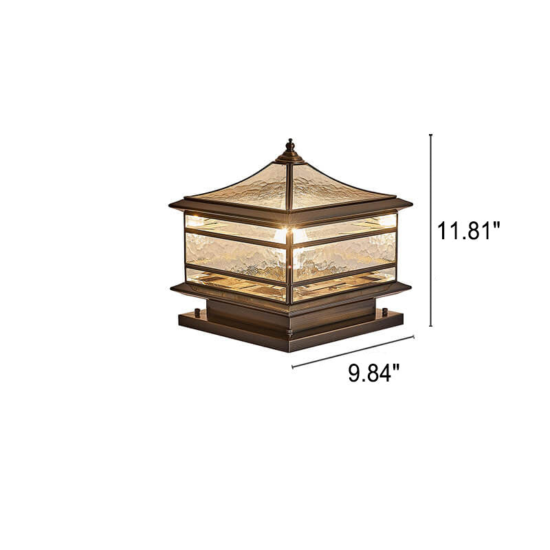 European Brass Glass Square Pillar Landscape Light