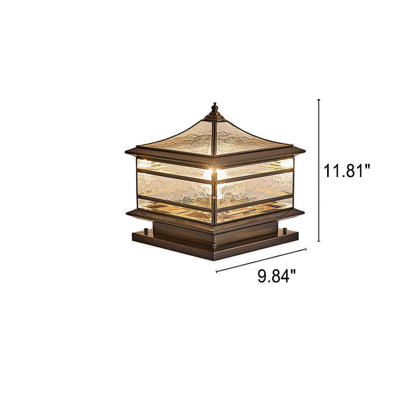 European Brass Glass Square Pillar Landscape Light