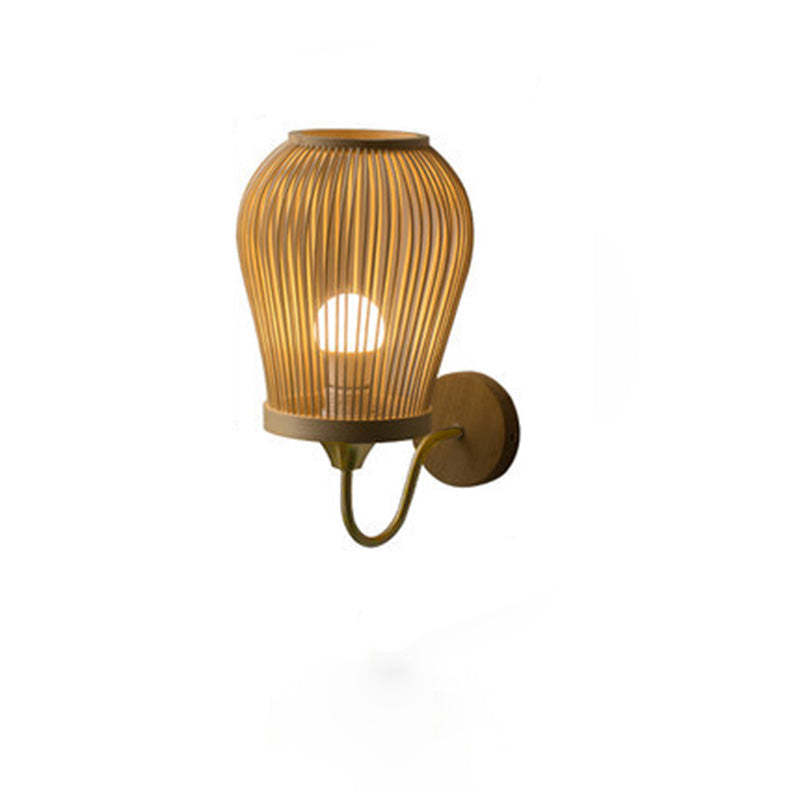 Modern Bamboo Weaving Round Wall Sconce