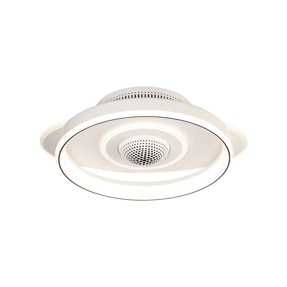 LED Smart Bladeless Ceiling Fan Round White Ceiling Fans with Dimmable Light-Lighom