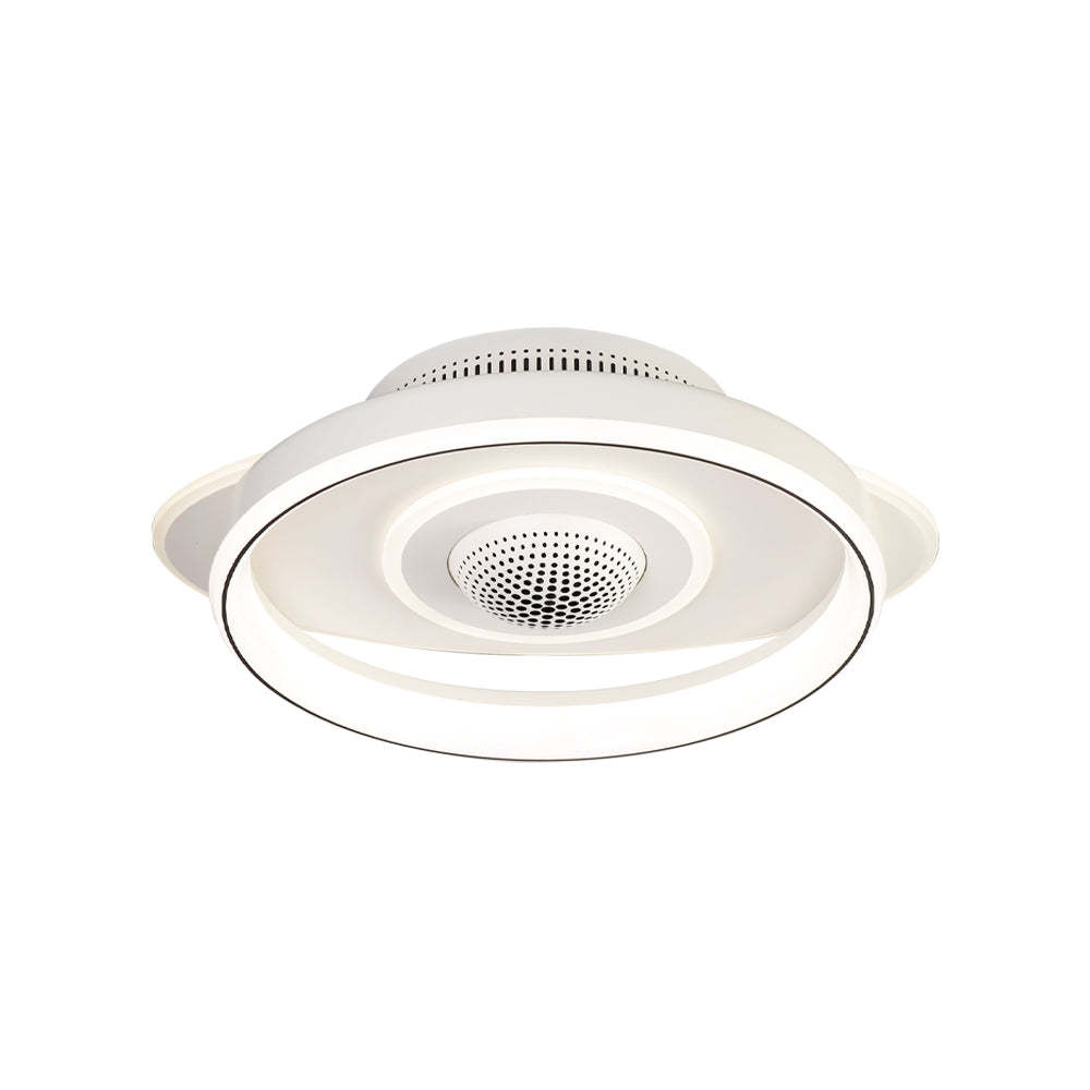 LED Smart Bladeless Ceiling Fan Round White Ceiling Fans with Dimmable Light-Lighom