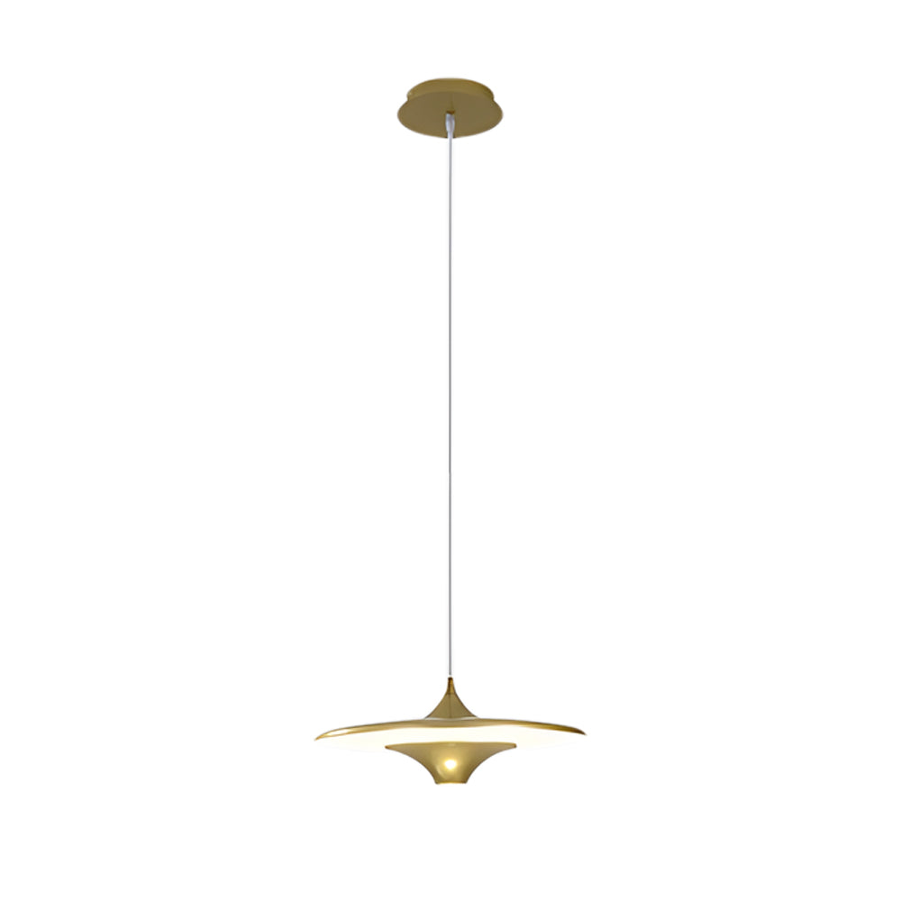 13.8" 1-Light Round UFO LED Metal Small Spaceship Pendant