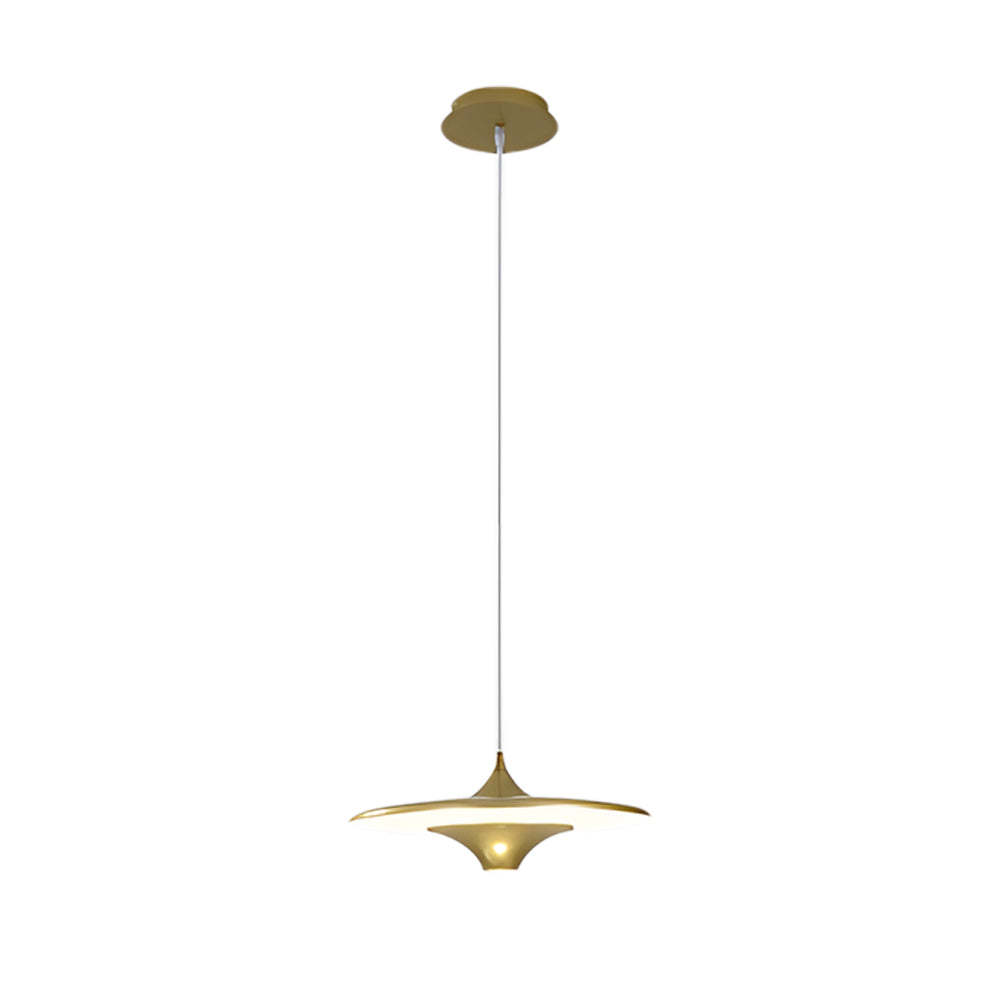 13.8" 1-Light Round UFO LED Metal Small Spaceship Pendant