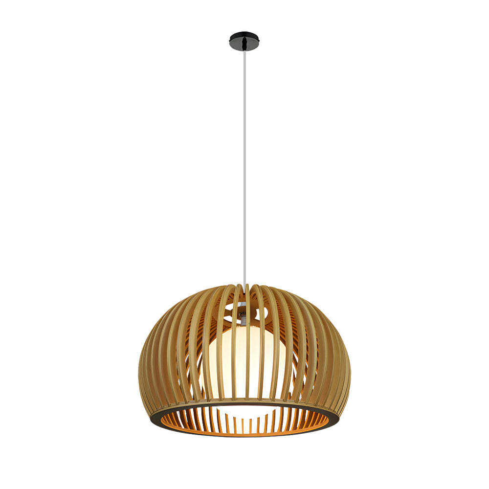 Hemispherical Wood Birdcage Glass Ball Modern Chandelier