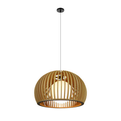 Hemispherical Wood Birdcage Glass Ball Modern Chandelier