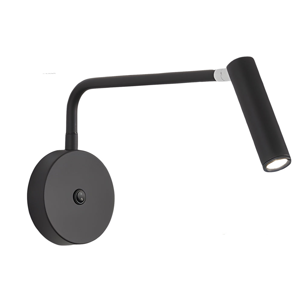 Black/White Tube LED Swing Arm Wall Light Adjustable Wall-Mounted Spotlight Bedroom Sconce Lamp-Lighom