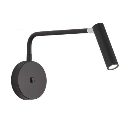 Black/White Tube LED Swing Arm Wall Light Adjustable Wall-Mounted Spotlight Bedroom Sconce Lamp-Lighom