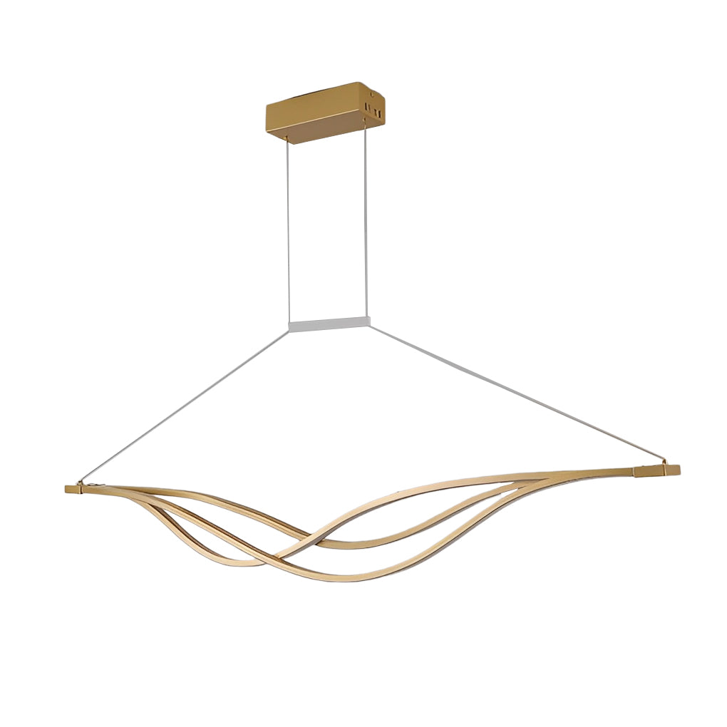 Lighom long wave synthetic pendant lighting for living room — Cool White (6000K) / Brushed Gold
