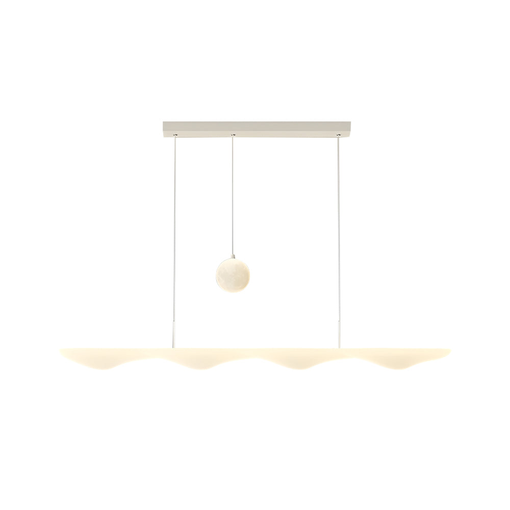 Long Strip Wave Moon Dimmable White Modern Chandelier