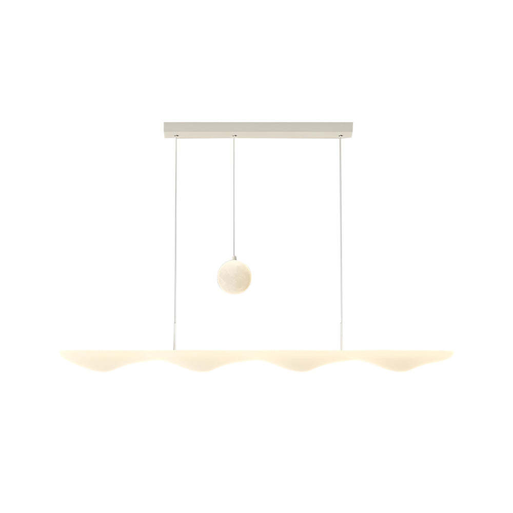 Long Strip Wave Moon Dimmable White Modern Chandelier