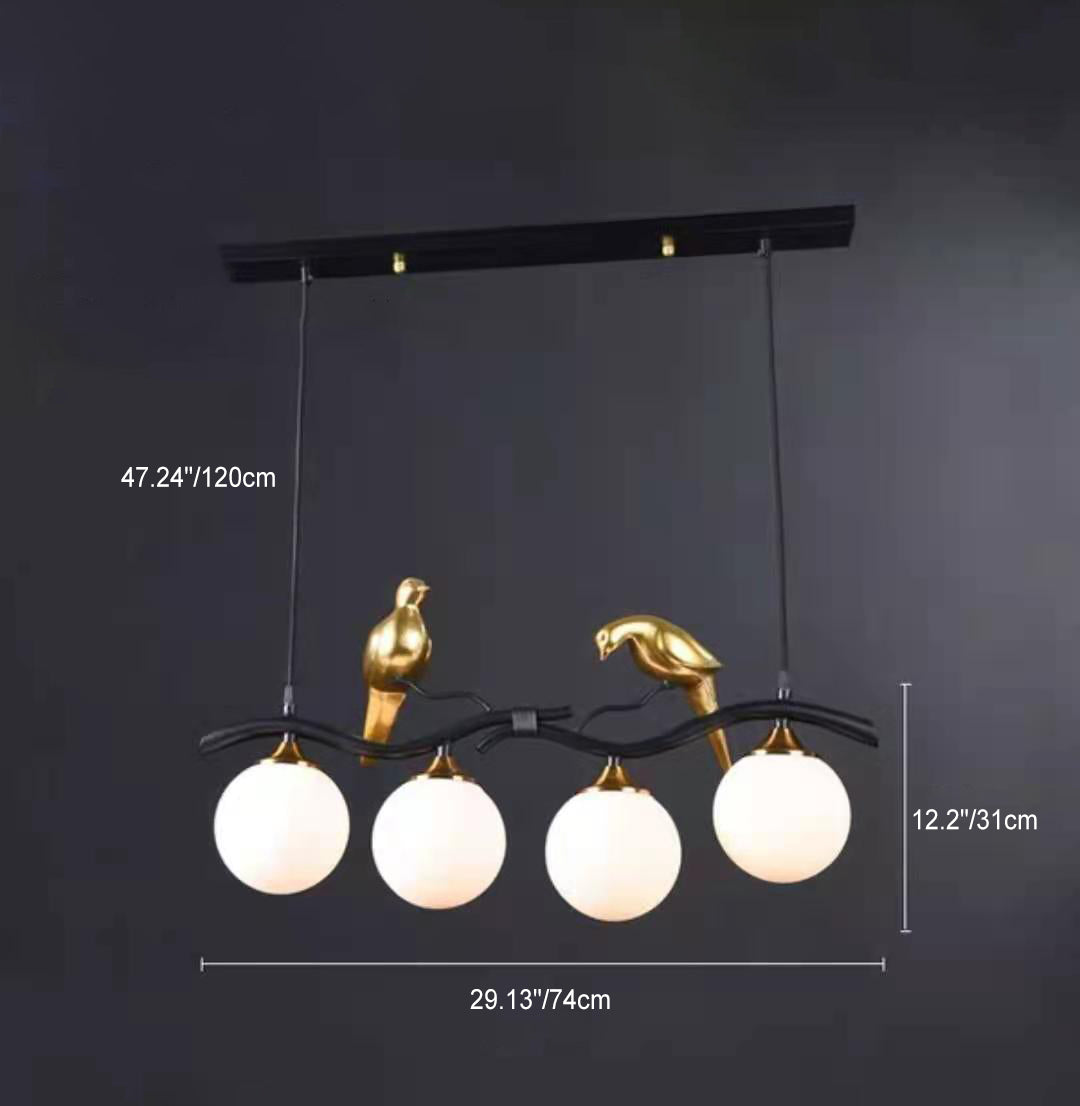 Resin Bird Glass Ball Island Chandelier