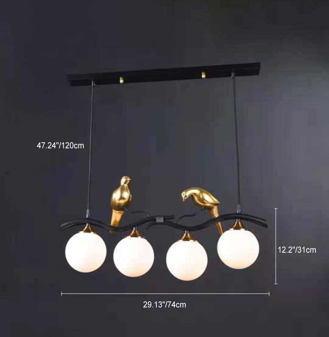 Resin Bird Glass Ball Island Chandelier