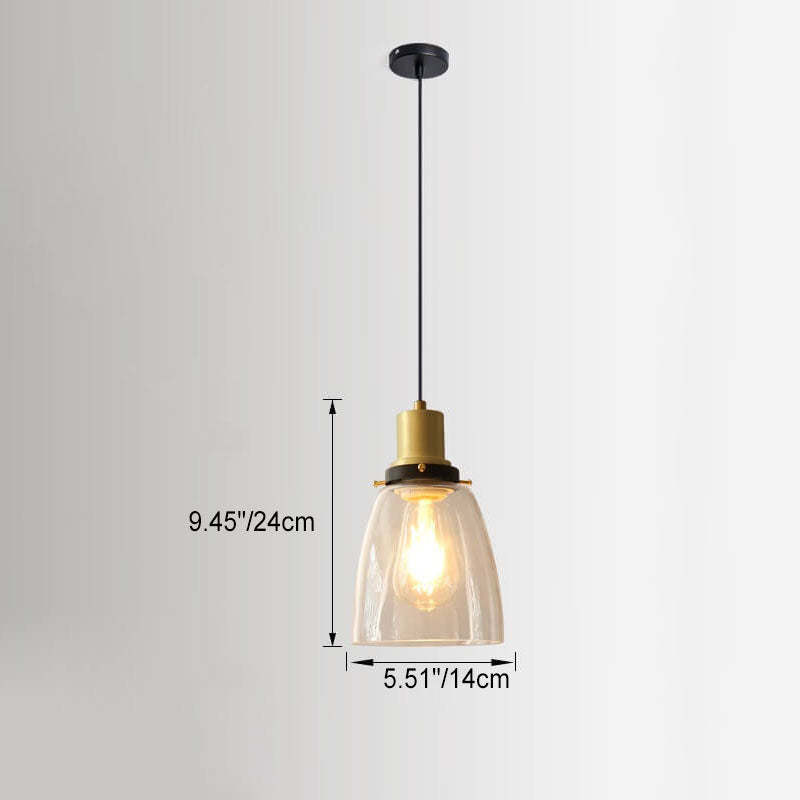 Vintage Semi-Circular Cone Cup Iron Glass Pendant Light