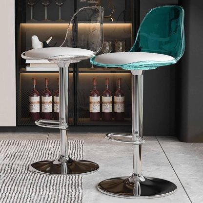 Scandinavian Curved Acrylic Swivel Bar Stool