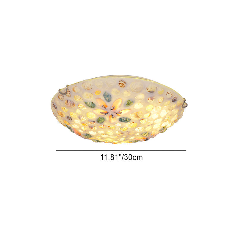 Scandinavian Round Shell Iron Glass Flush Ceiling Light