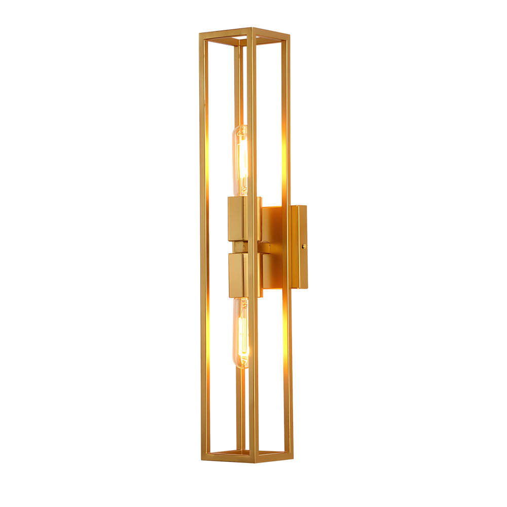 Simple Metal Frame Glass Shade American Style Wall Sconce Lighting-Lighom