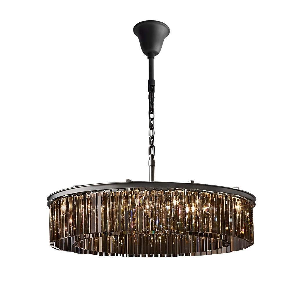 Round Metal Crystal Strip Retro American Chandelier