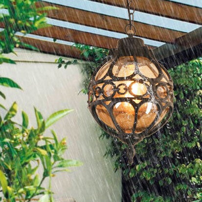 Retro Industrial Globe Outdoor Pendant Light