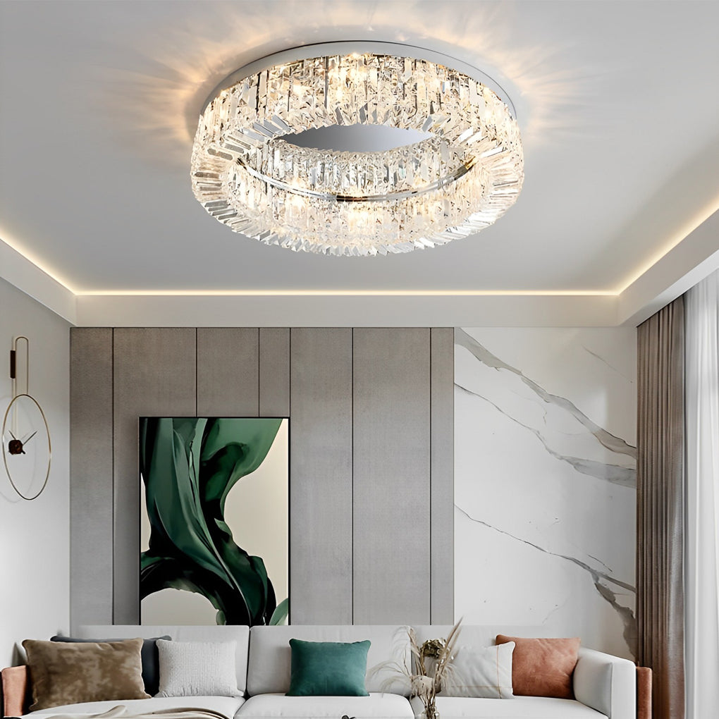 Elegant Ring Drum Crystal Chandelier Ceiling Light-Lighom