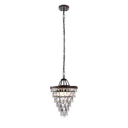 Tiered Crystal Water Drop Aged Metallic American Chandelier