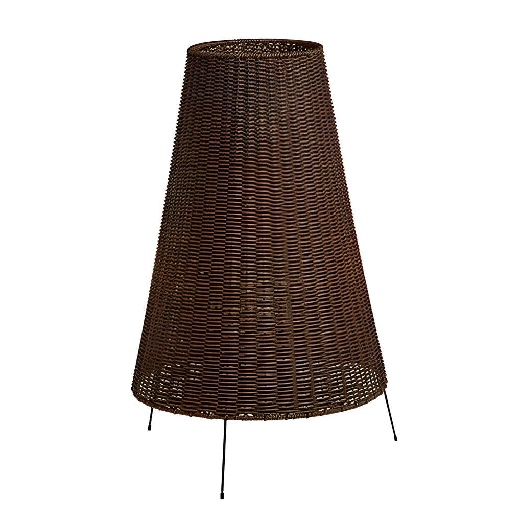 Rattan Shaded Tripod Metal and 1-Light Outdoor Floor Lamp-Lighom