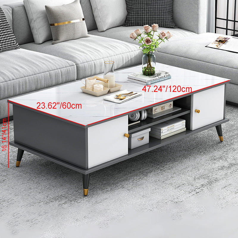 Nordic Rectangular Engineered Wood Iron Coffee Table — E