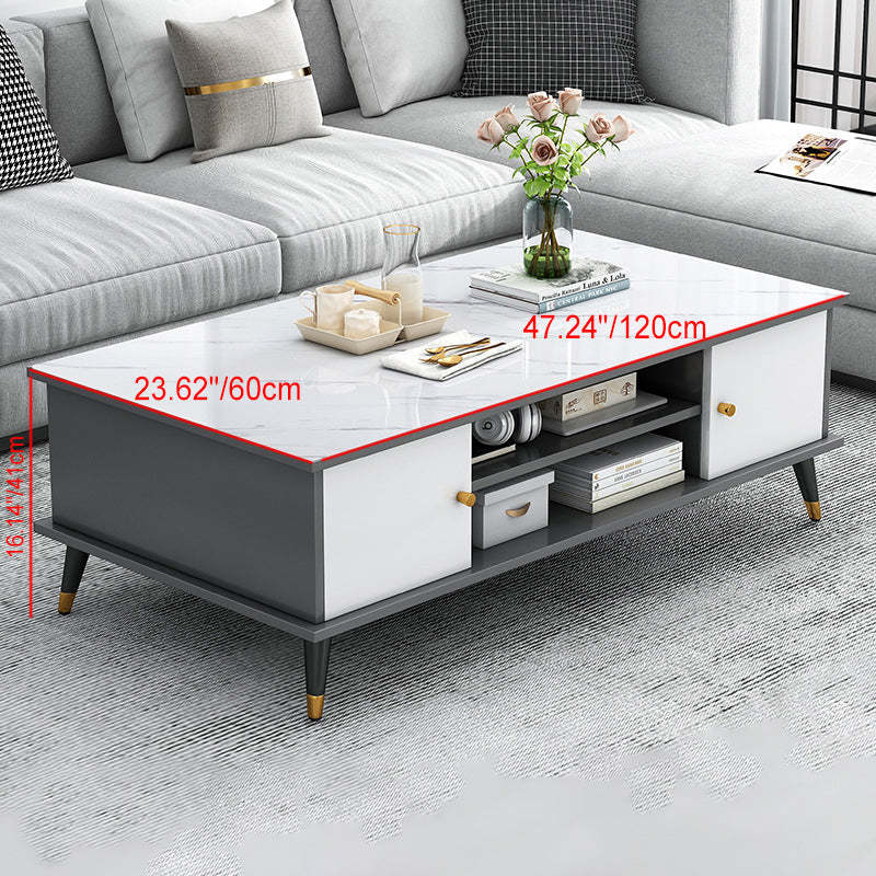 Nordic Rectangular Engineered Wood Iron Coffee Table — E