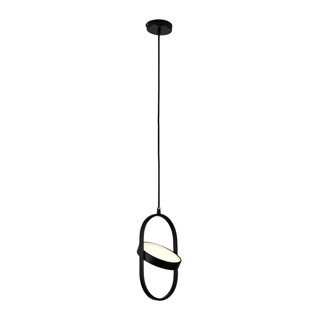 Adjustable Round Dimmable Black Modern LED Pendant