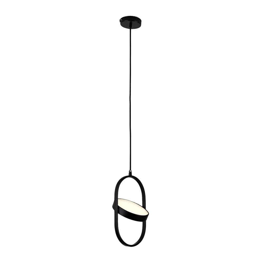 Adjustable Round Dimmable Black Modern LED Pendant