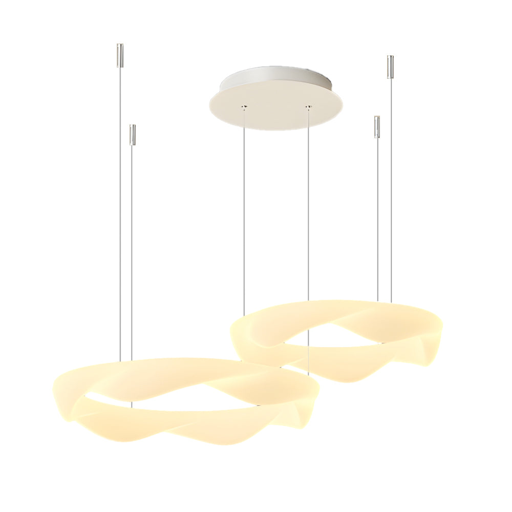 Wavy Circle Ring Dimmable White Cream Modern Chandelier